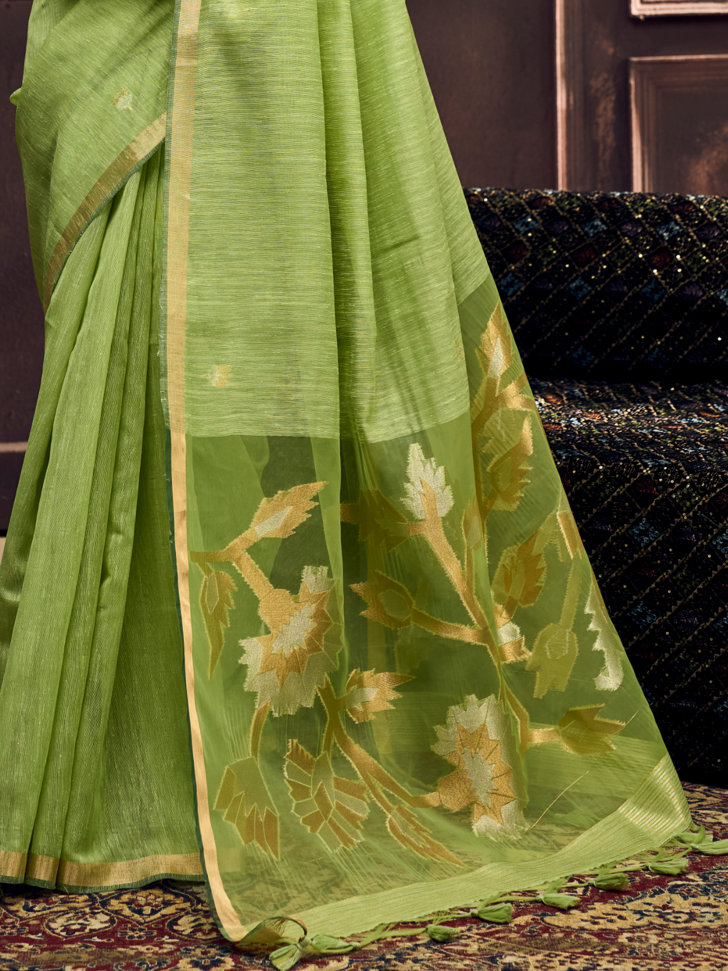 green shade light weight saree