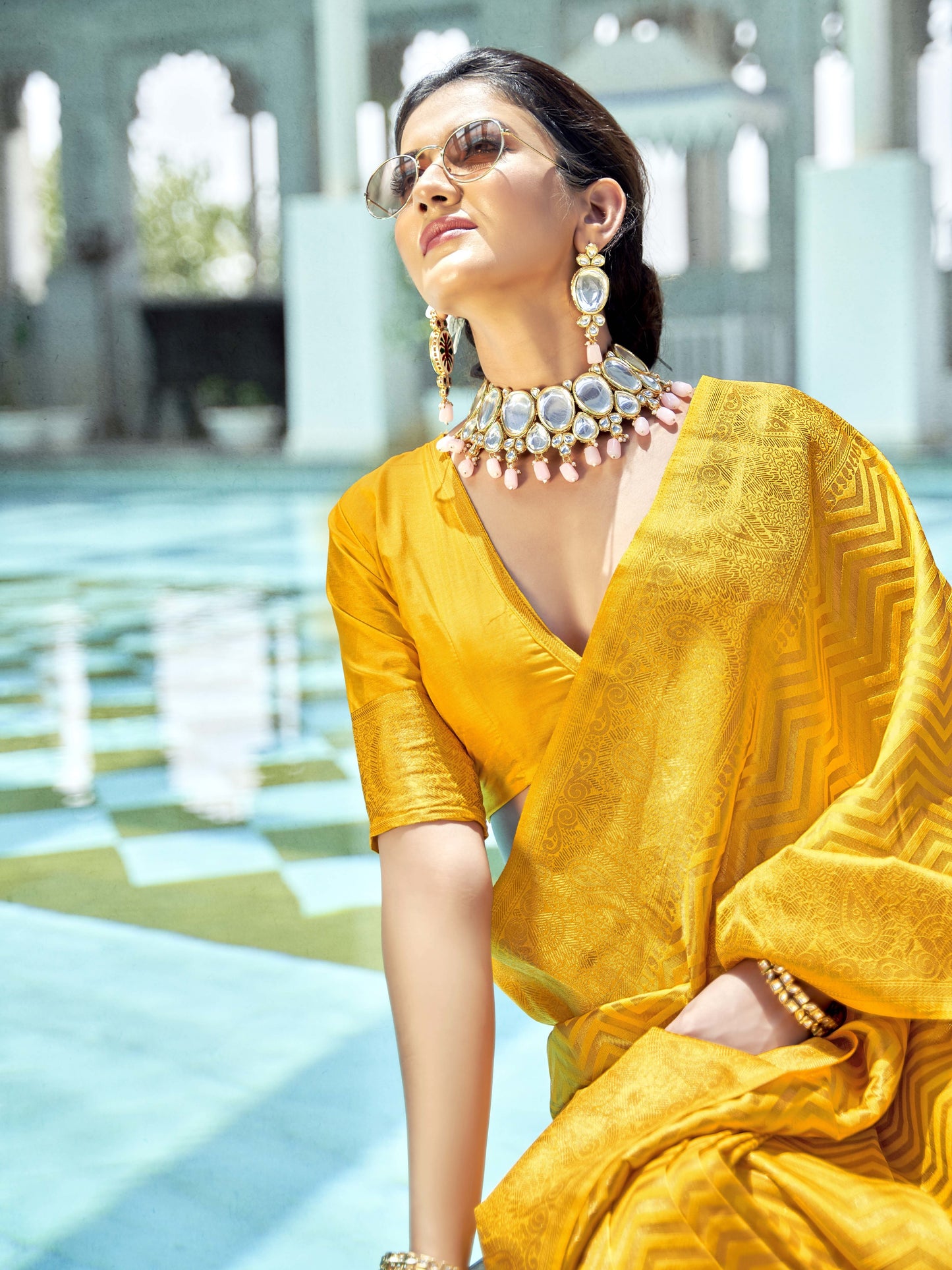 Golden Yellow Kanjivaram Saree