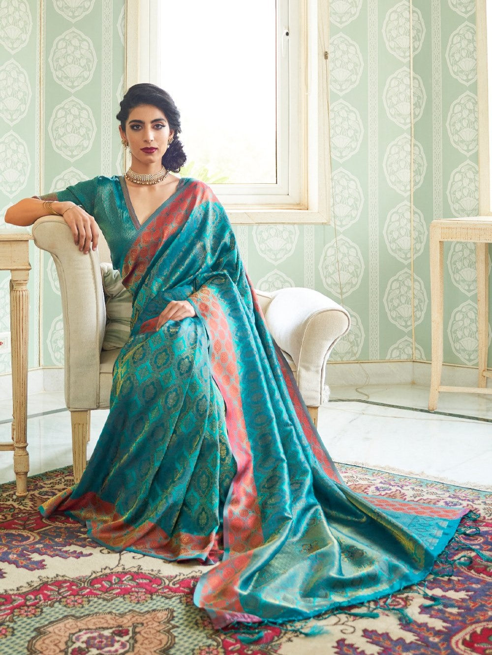 Azure Blue Kanjivaram Saree