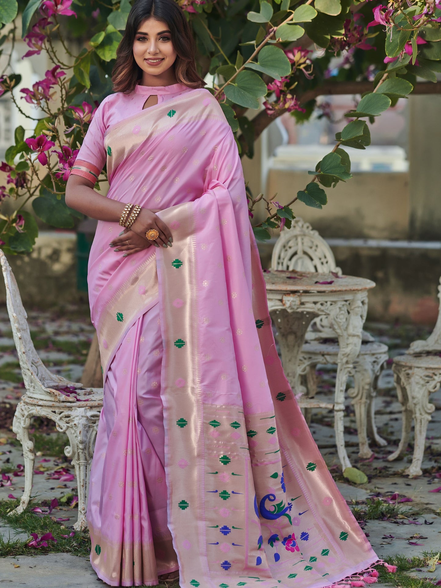Baby Pink Paithani Saree