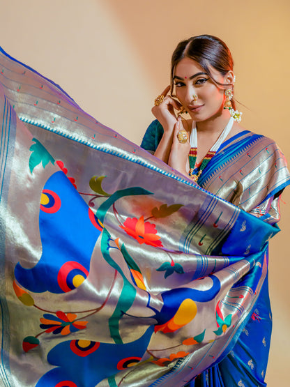 Phthalo Blue Paithani Saree