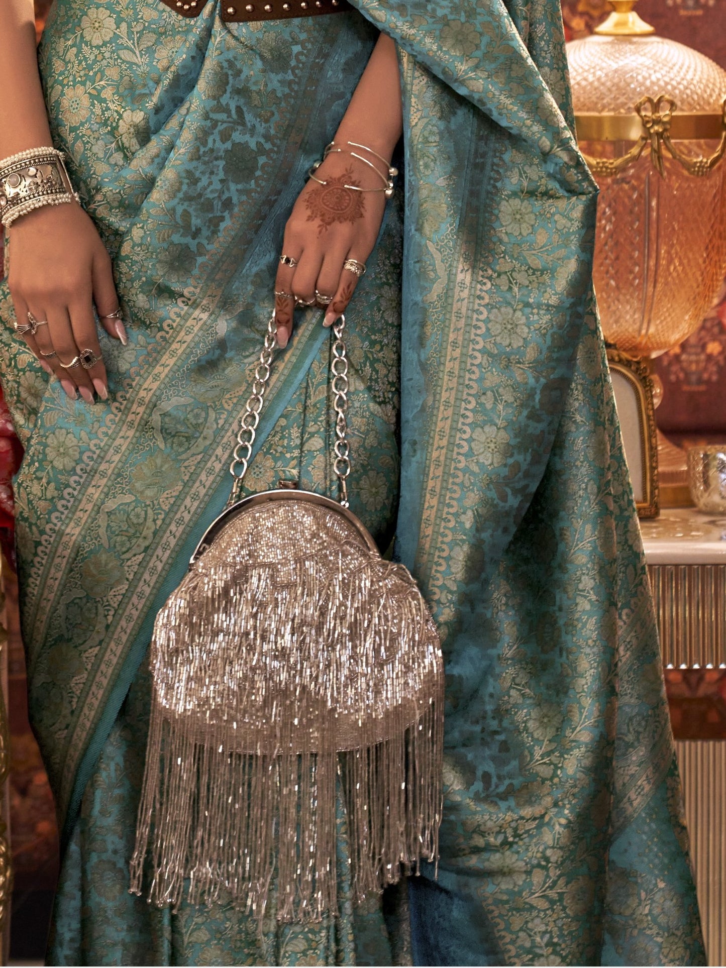 Pacific Blue Kanjivaram Saree