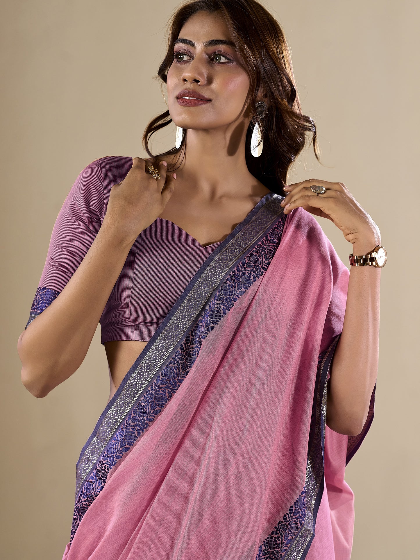 Sweet Pink Handloom Cotton Saree