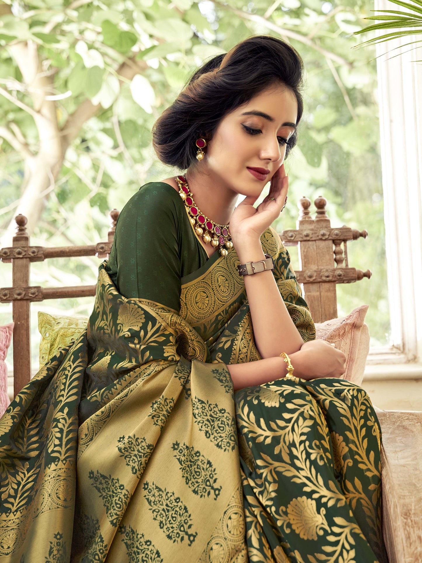 Royal Green Kanjivaram Saree