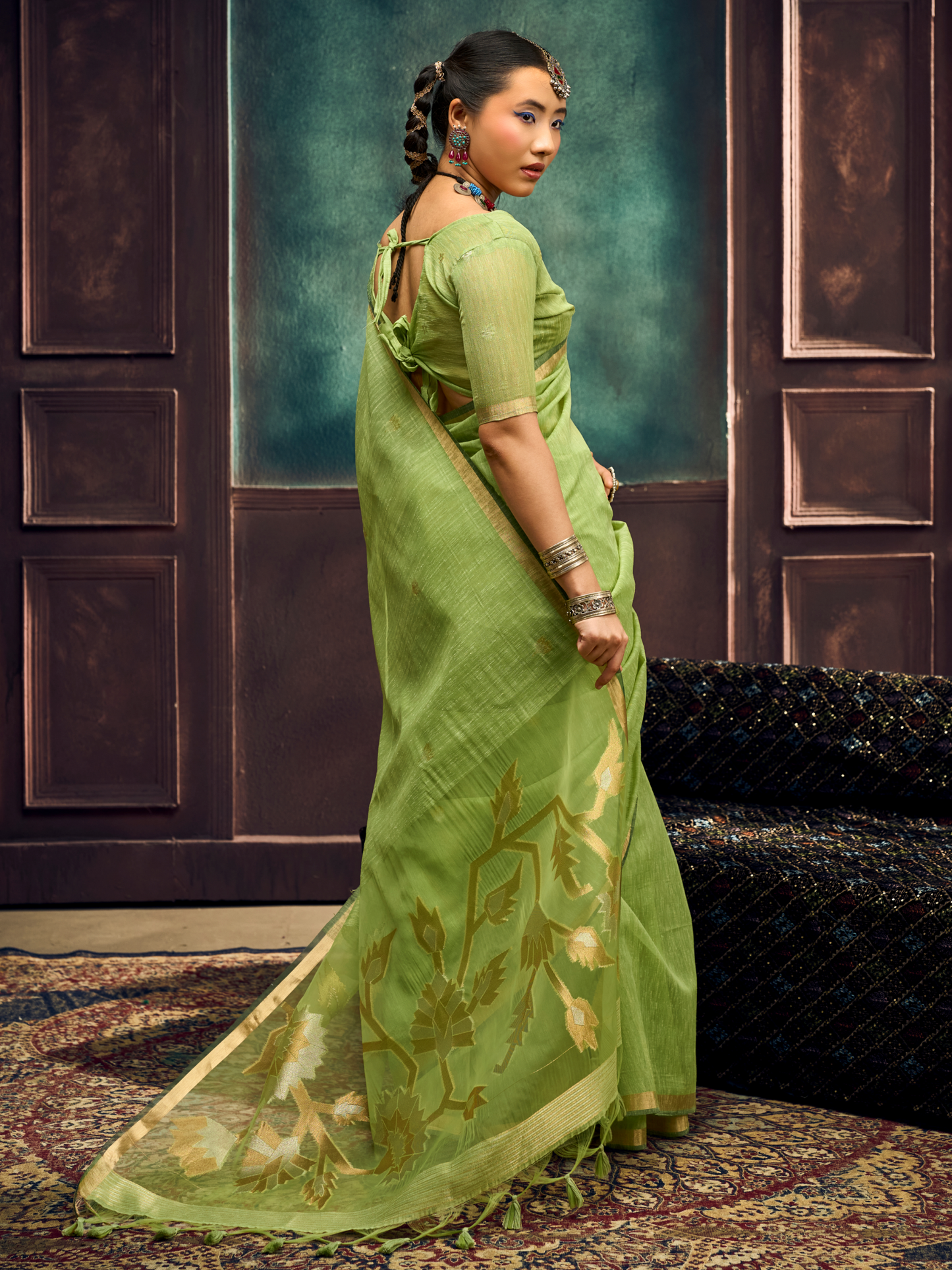 green saree for summer