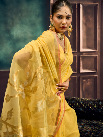 yellow color silk saree online