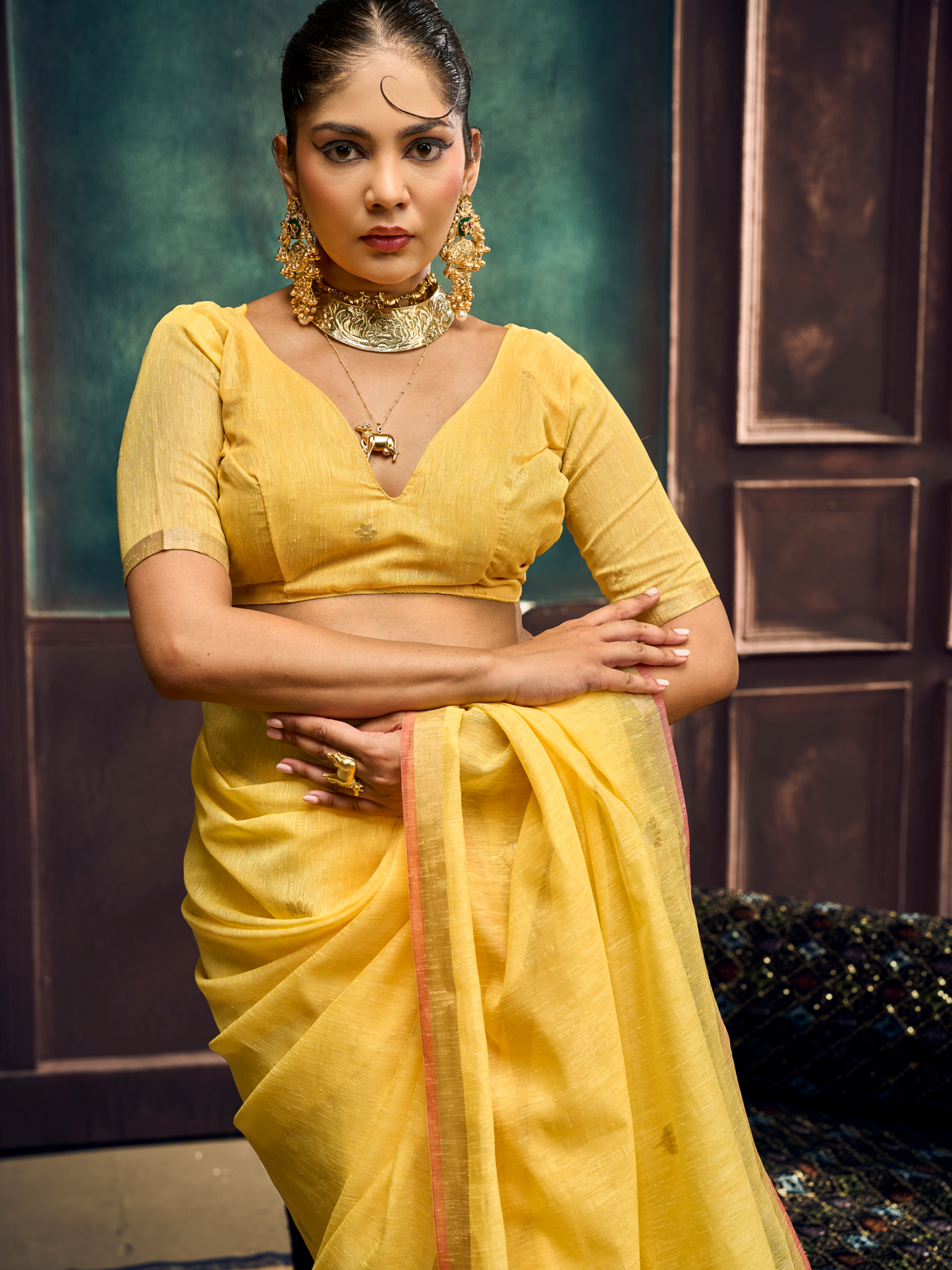 yellow saree blouse pattern