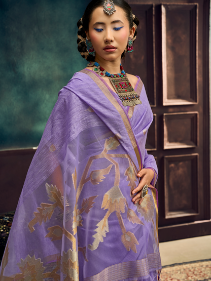 lavender color saree lover