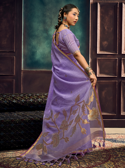 lavender color saree
