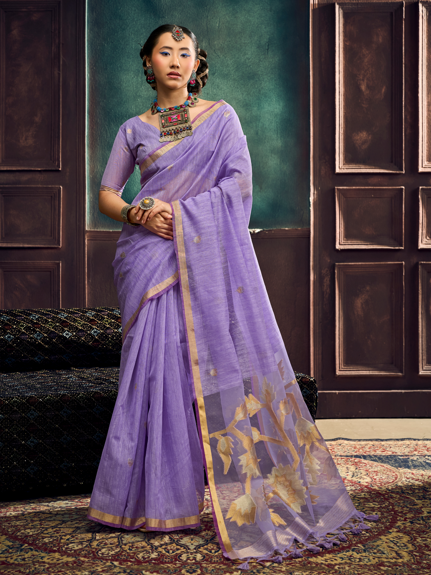 lavender shade saree for summer