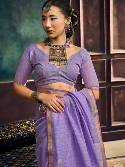 lavender color saree with blouse
