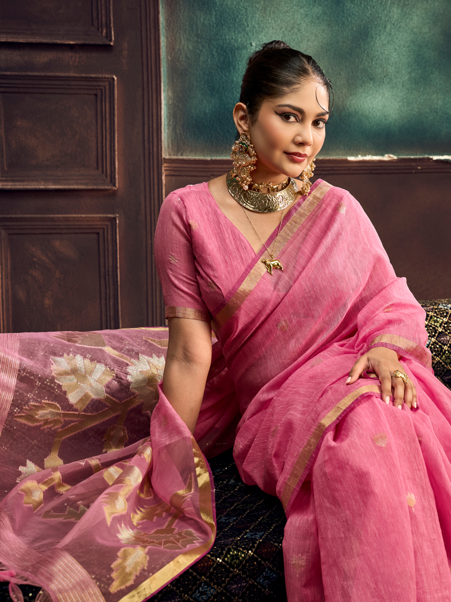 pink saree