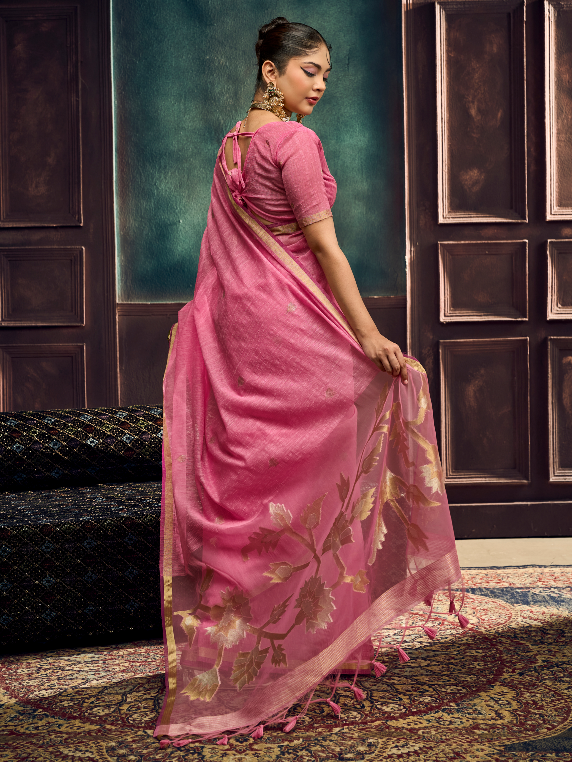 sweet pink color saree