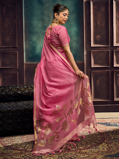 sweet pink color saree