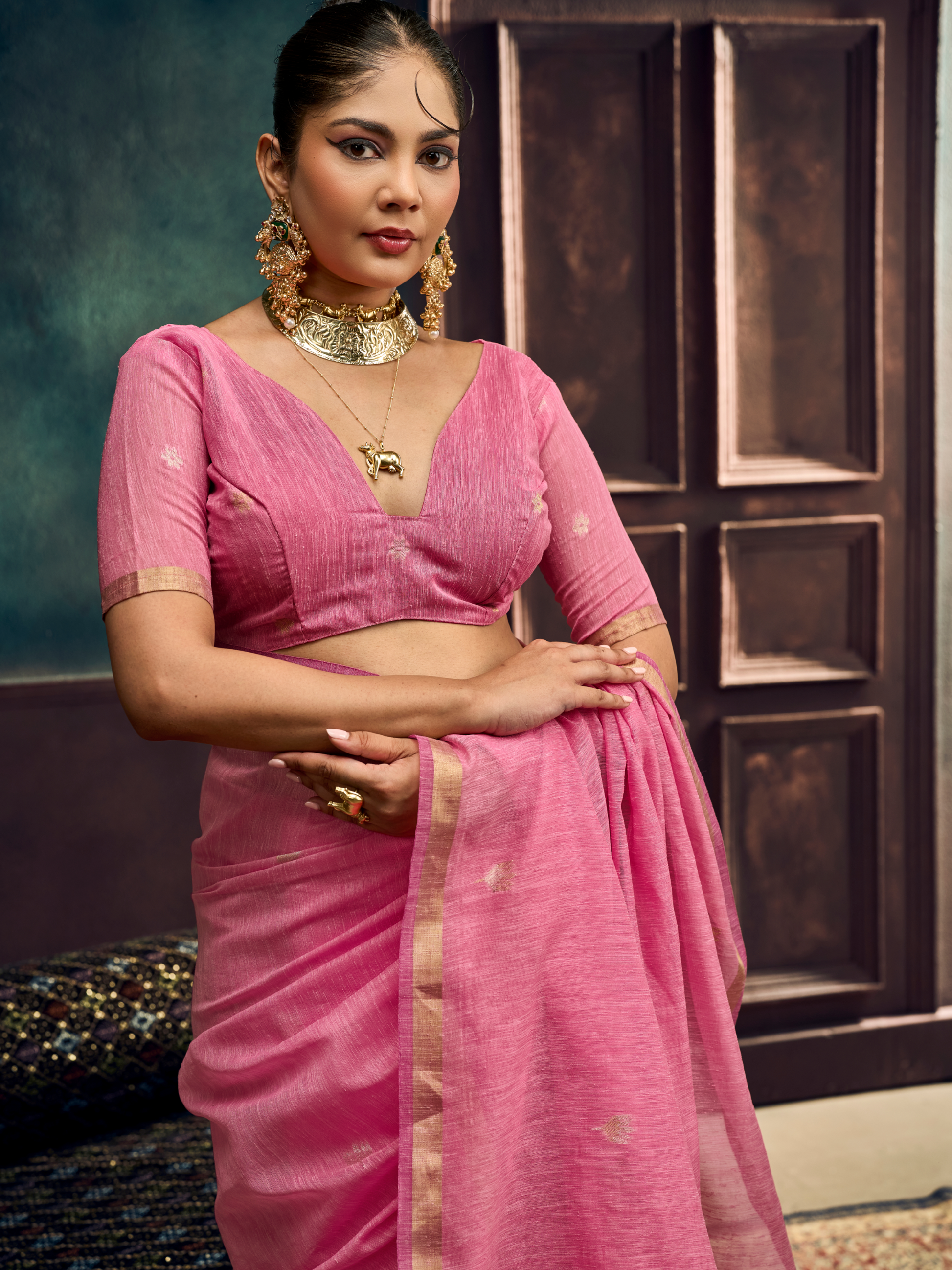 pink saree lover