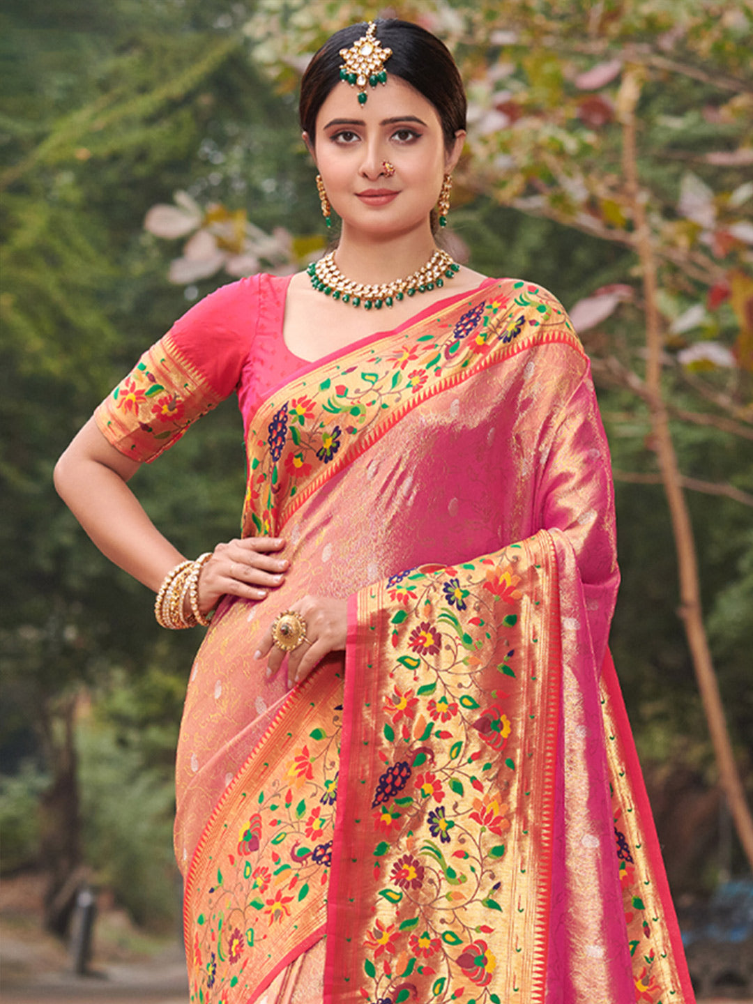Rani Pink Paithani Saree