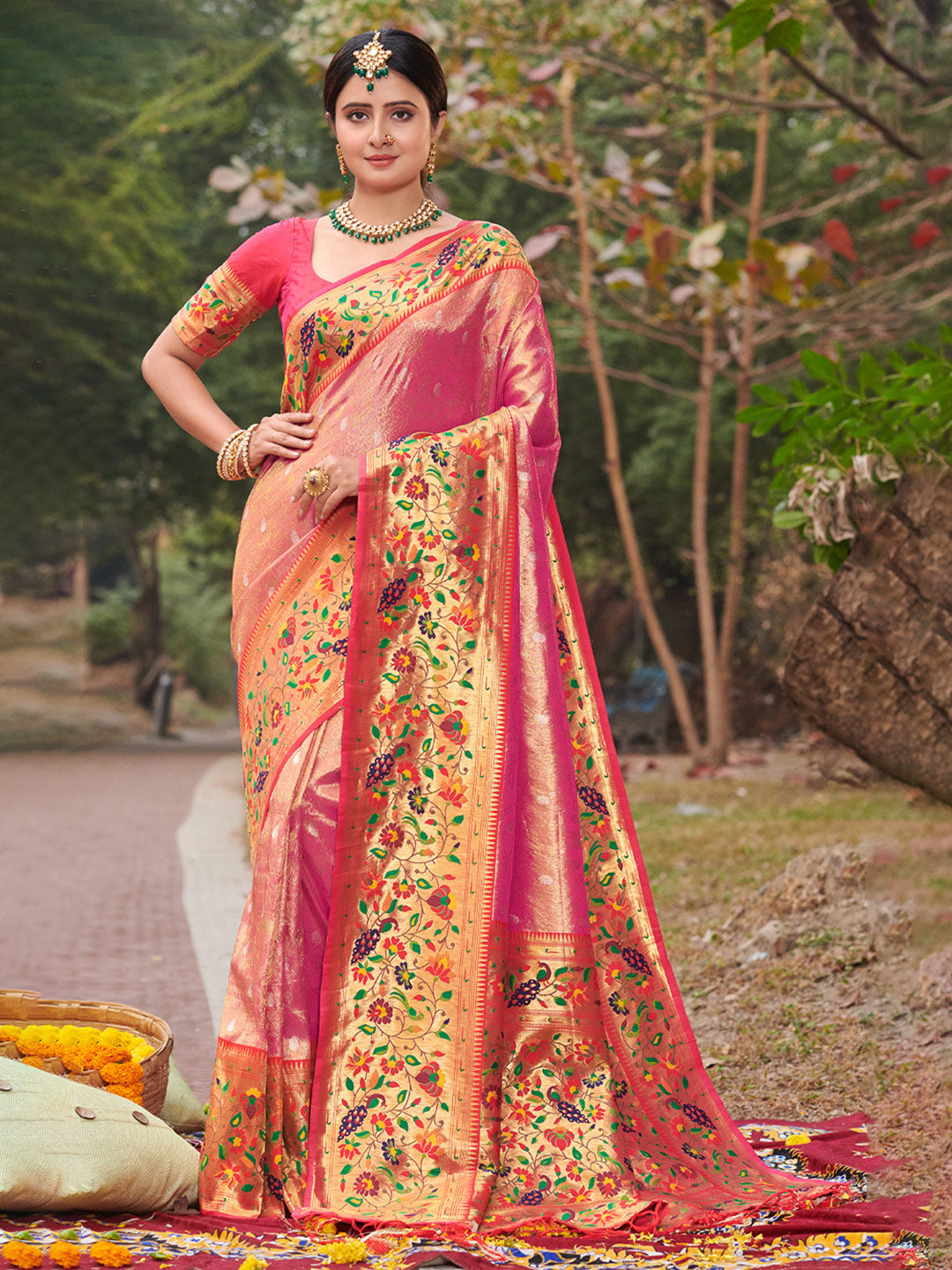 Rani Pink Paithani Saree