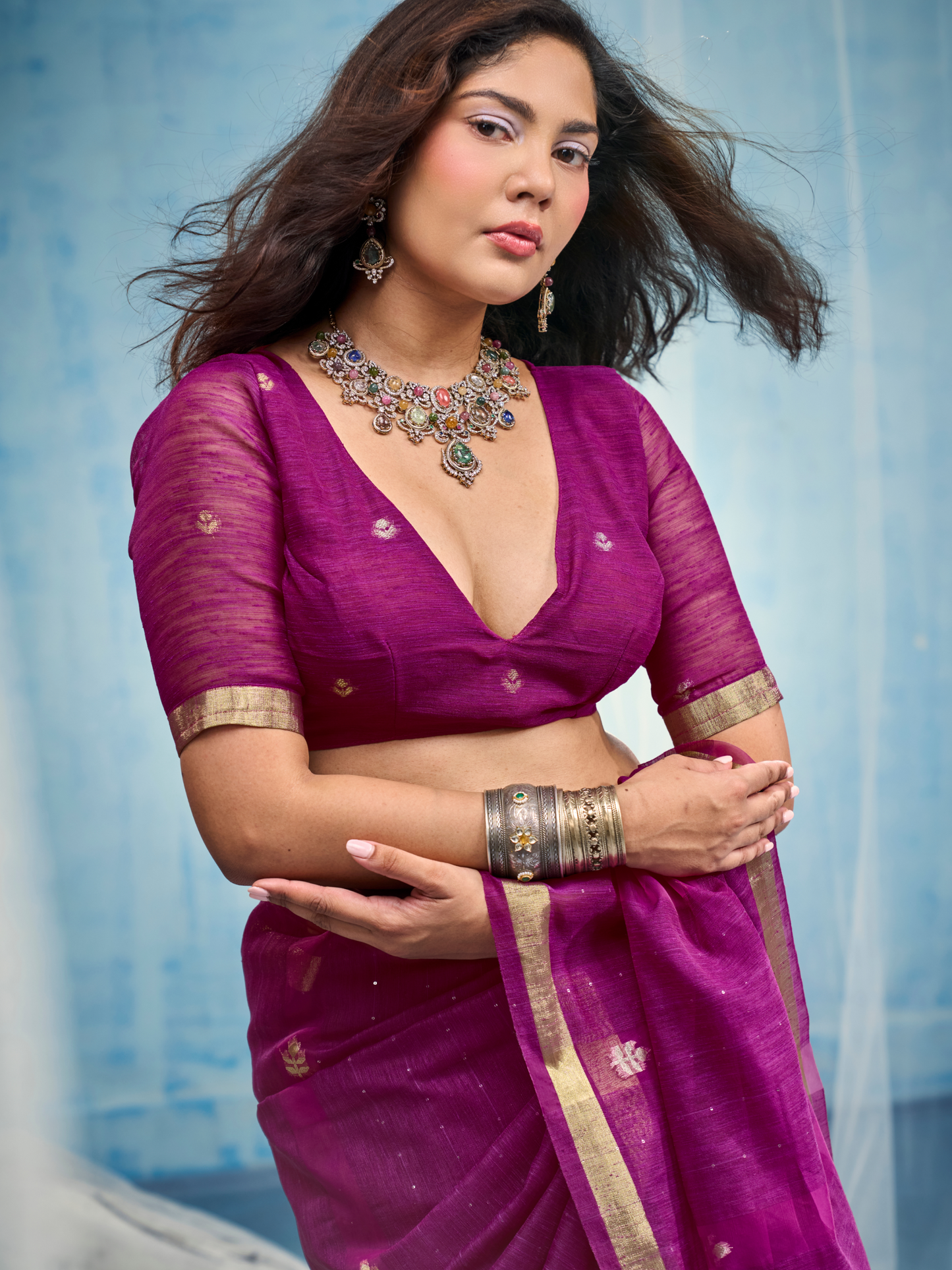Byzantine Magenta Munga Silk Handloom Saree