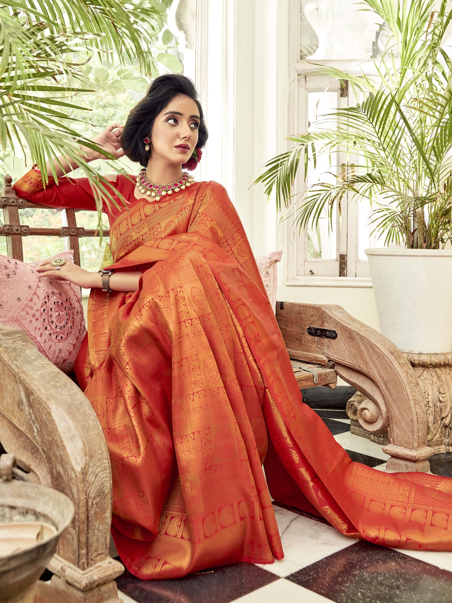 Bridal Red Kanjivaram Saree