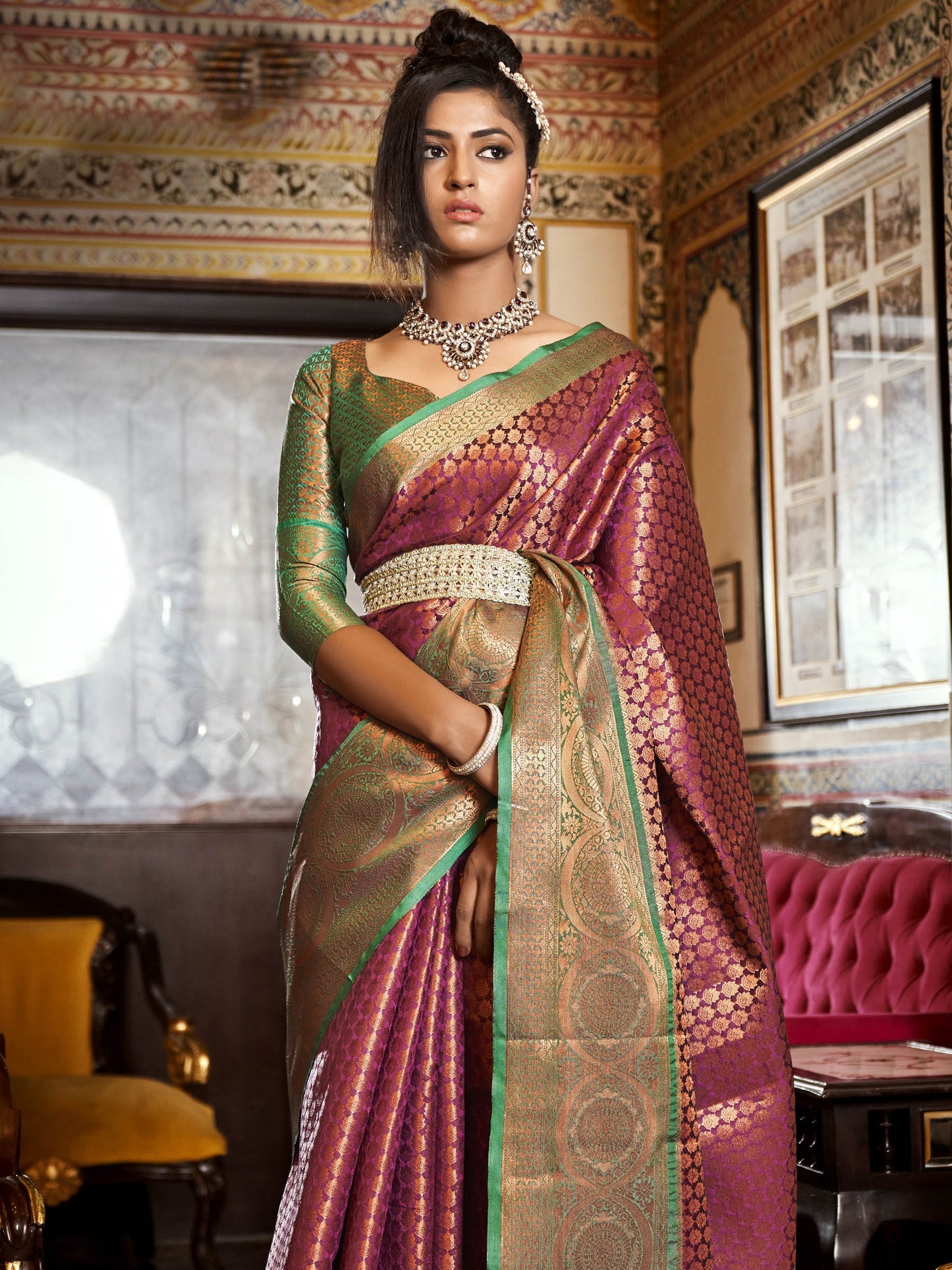 Umber Brown Kanjivaram Saree