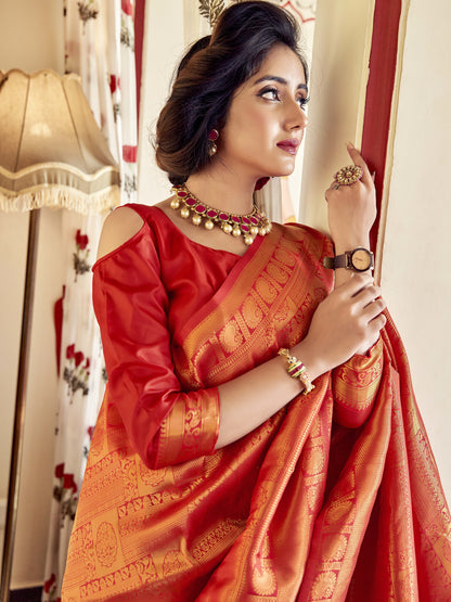 Bridal Red Kanjivaram Saree