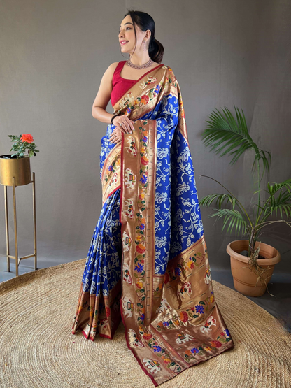 Royal Blue Woven Patola Paithani Silk Saree