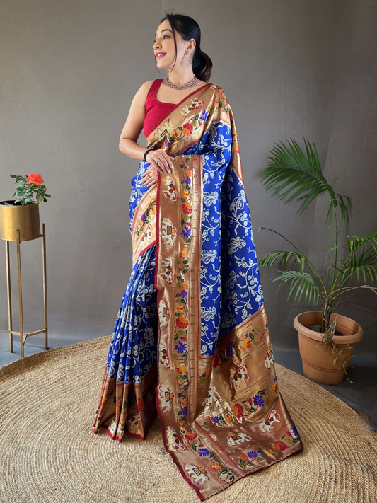 Royal Blue Woven Patola Paithani Silk Saree