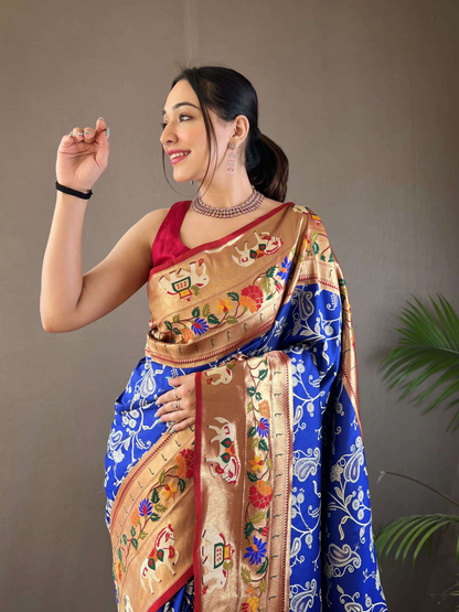 Royal Blue Woven Patola Paithani Silk Saree