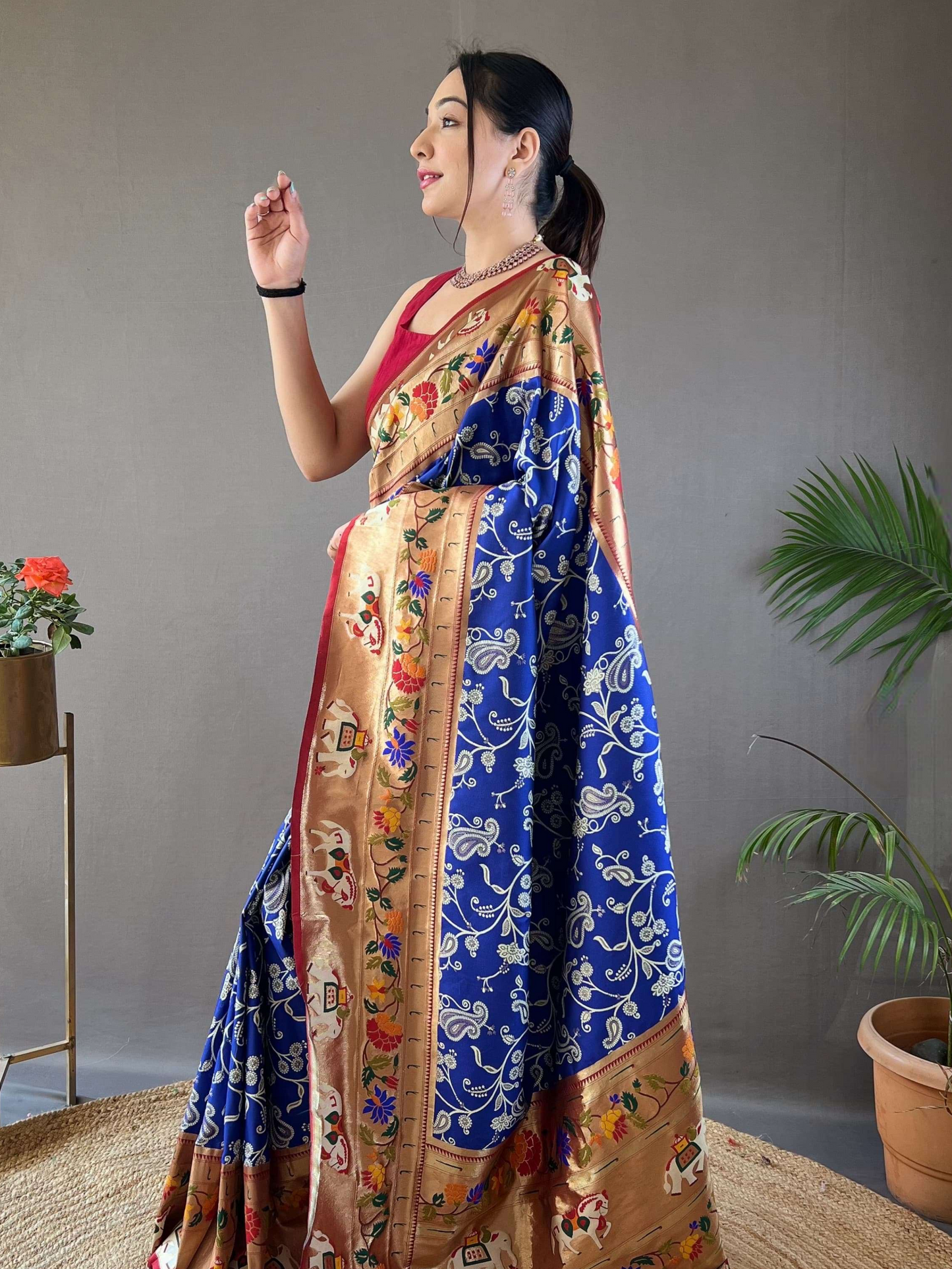 Royal Blue Woven Patola Paithani Silk Saree