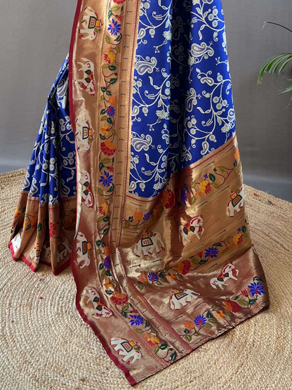 Royal Blue Woven Patola Paithani Silk Saree