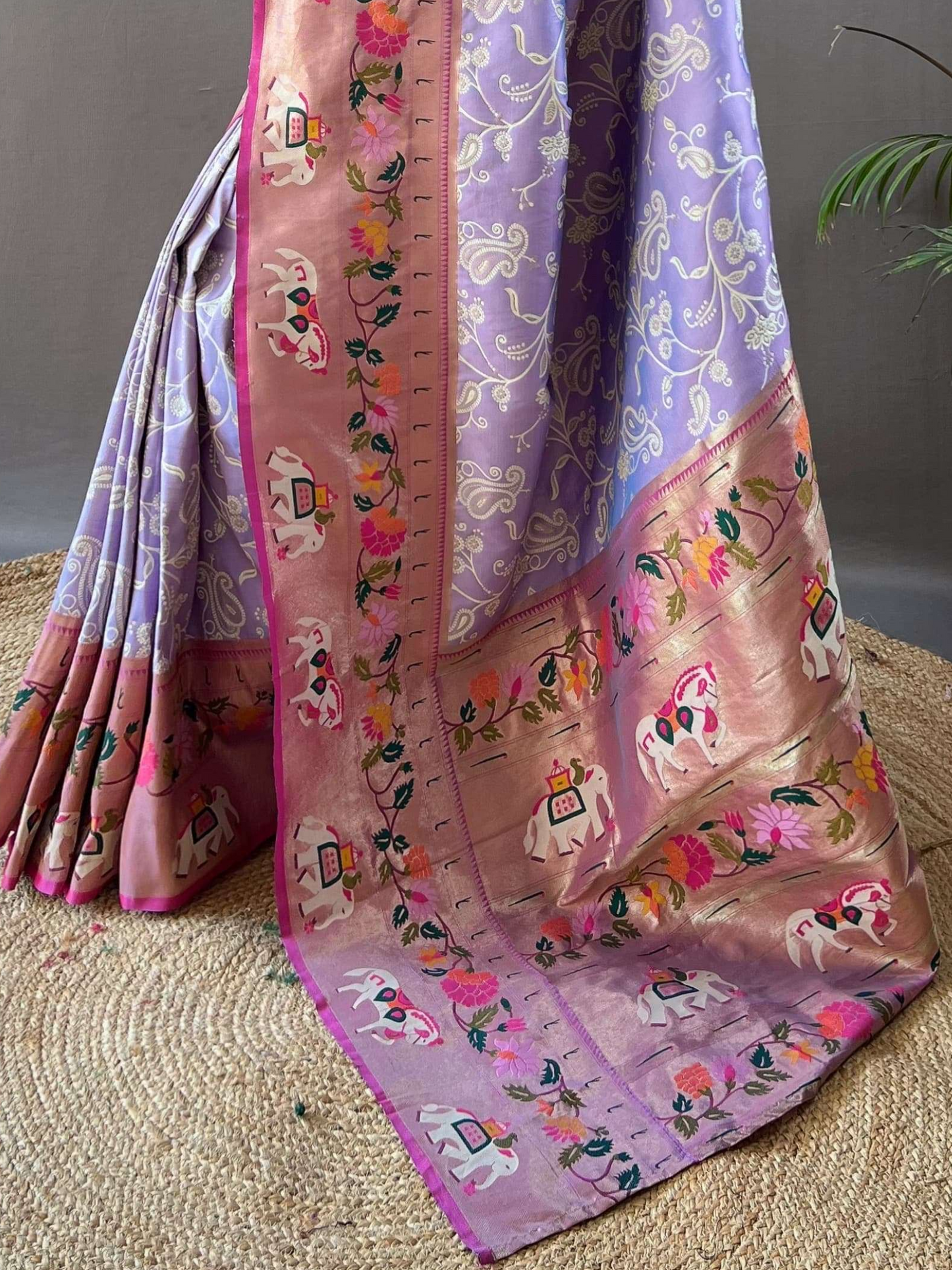 Lilac Purple Woven Patola Paithani Silk Saree