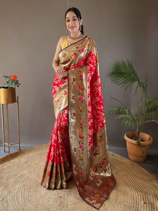 Festive Red Woven Patola Paithani Silk Saree