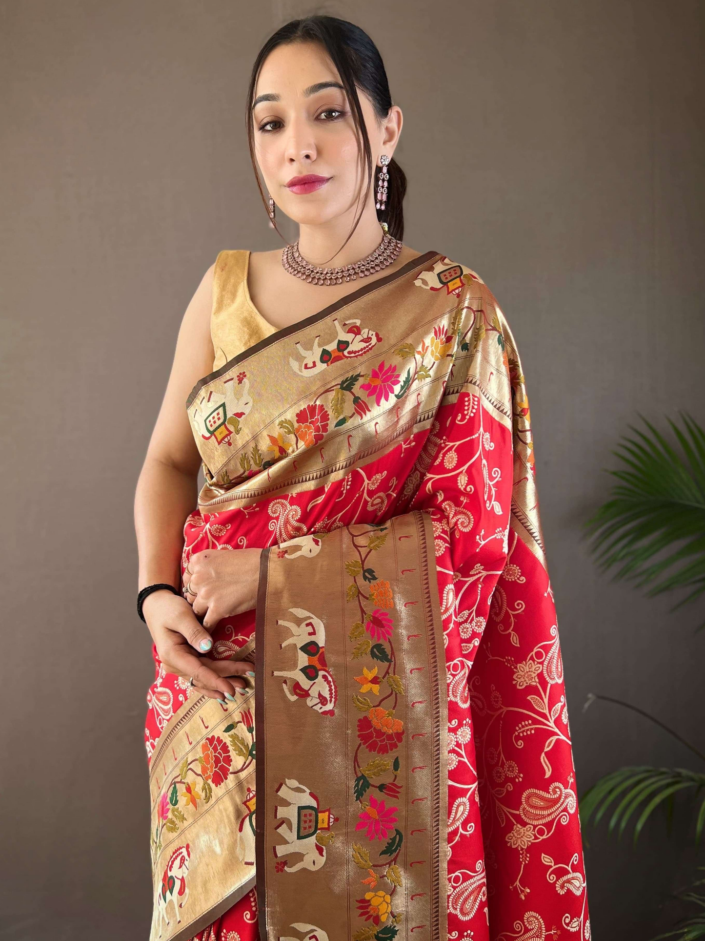 Festive Red Woven Patola Paithani Silk Saree