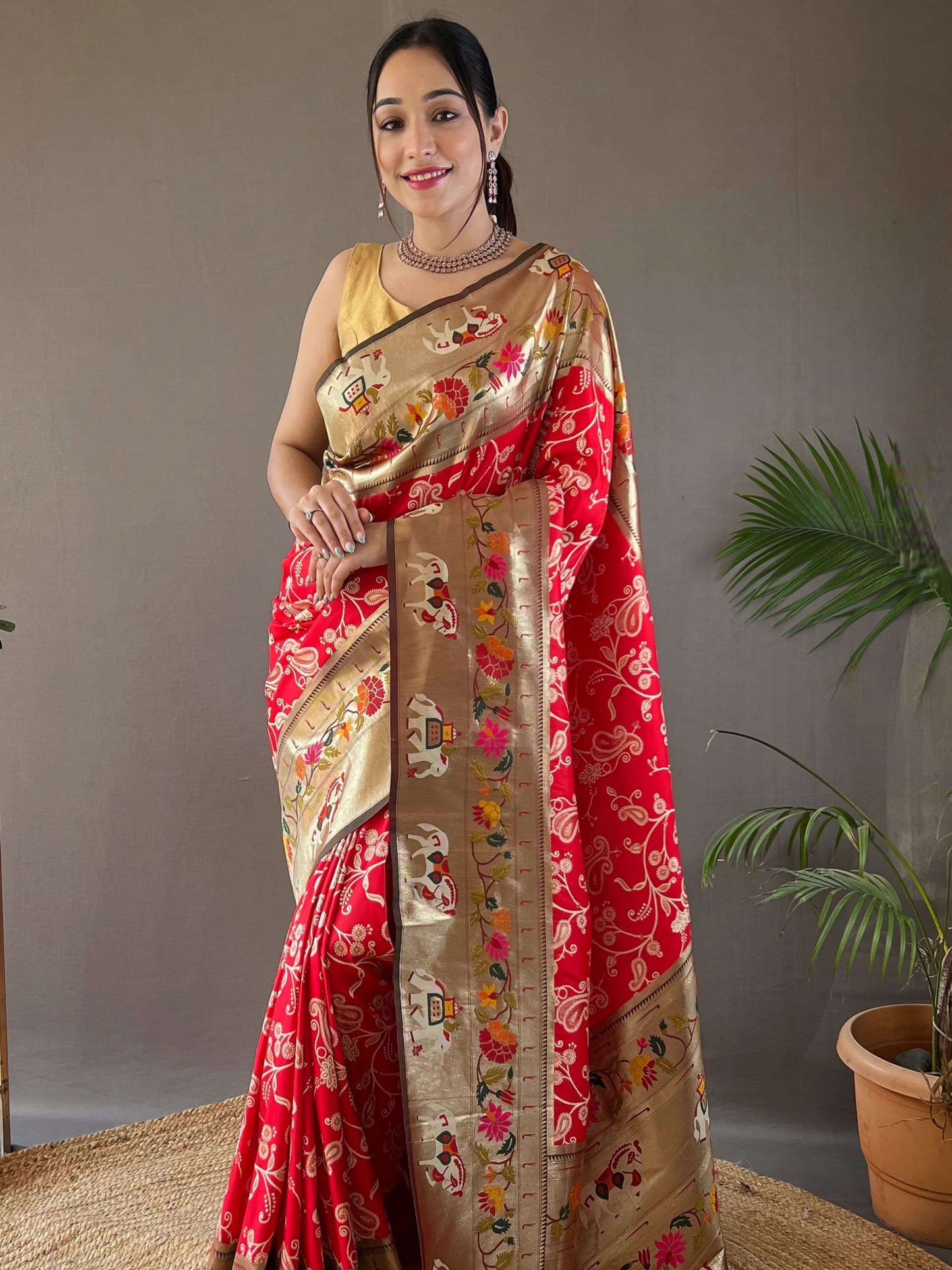 Festive Red Woven Patola Paithani Silk Saree