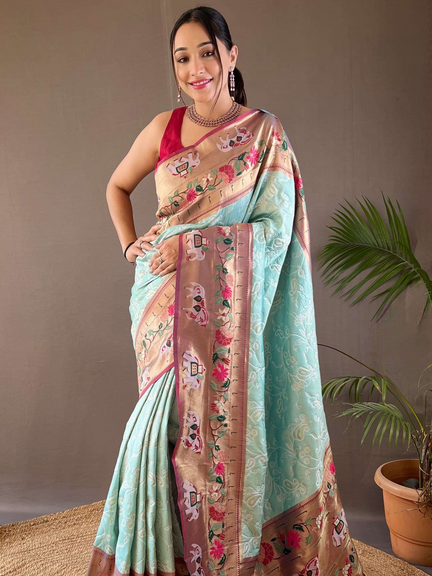 Powder Blue Woven Patola Paithani Silk Saree