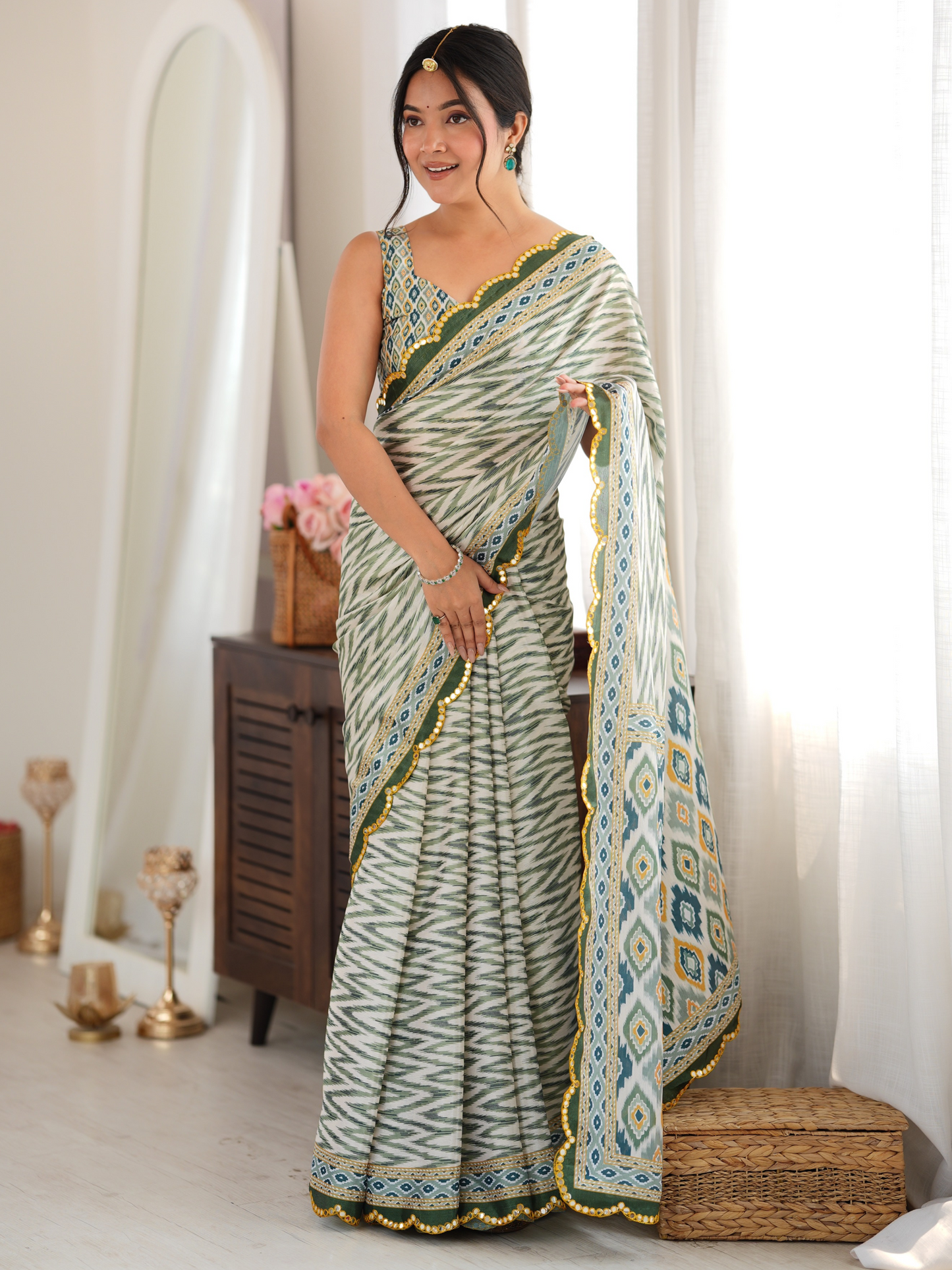 Multicolor Printed Chiffon Silk Saree