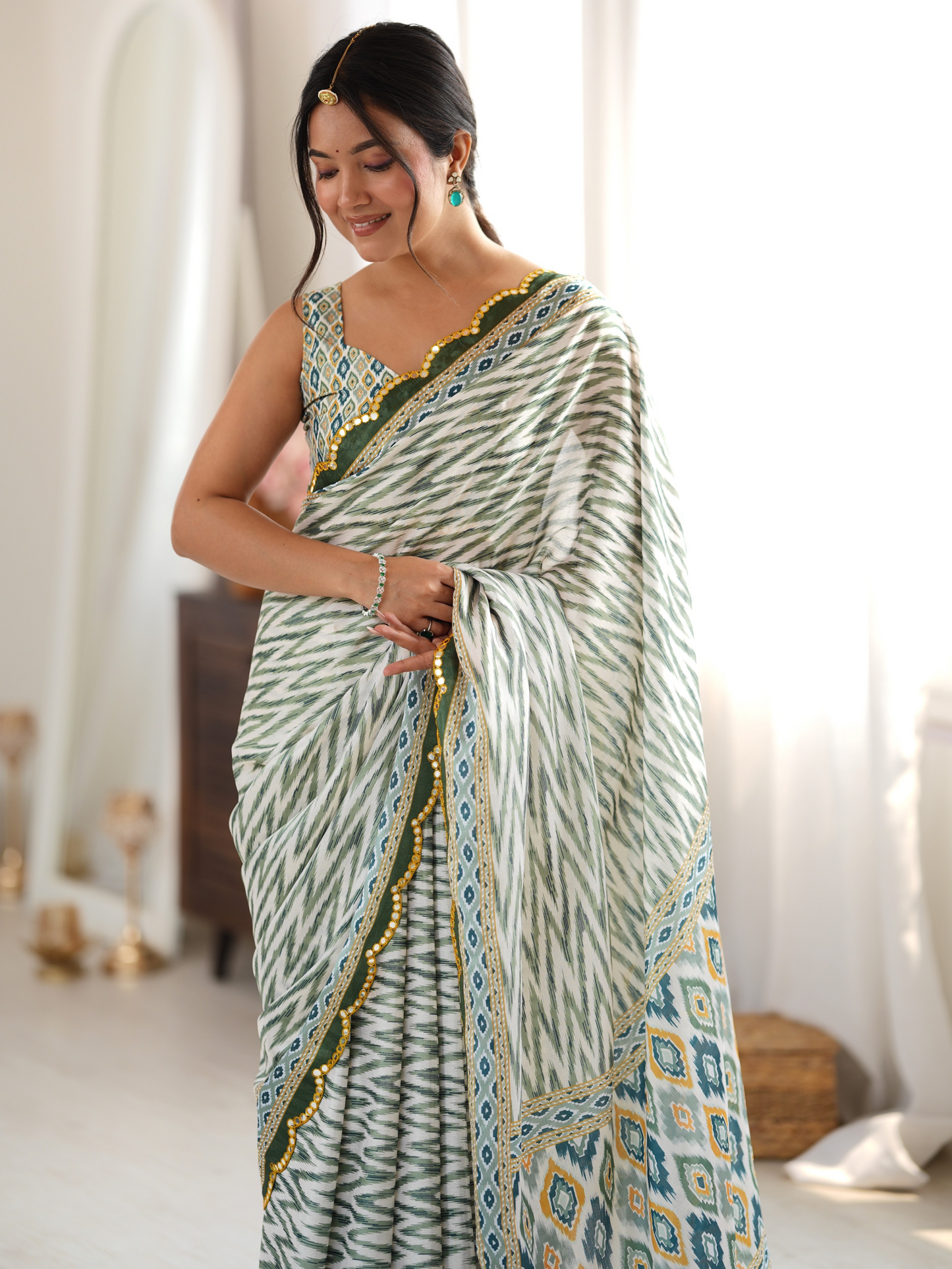 Multicolor Printed Chiffon Silk Saree