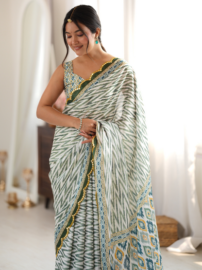 Multicolor Printed Chiffon Silk Saree
