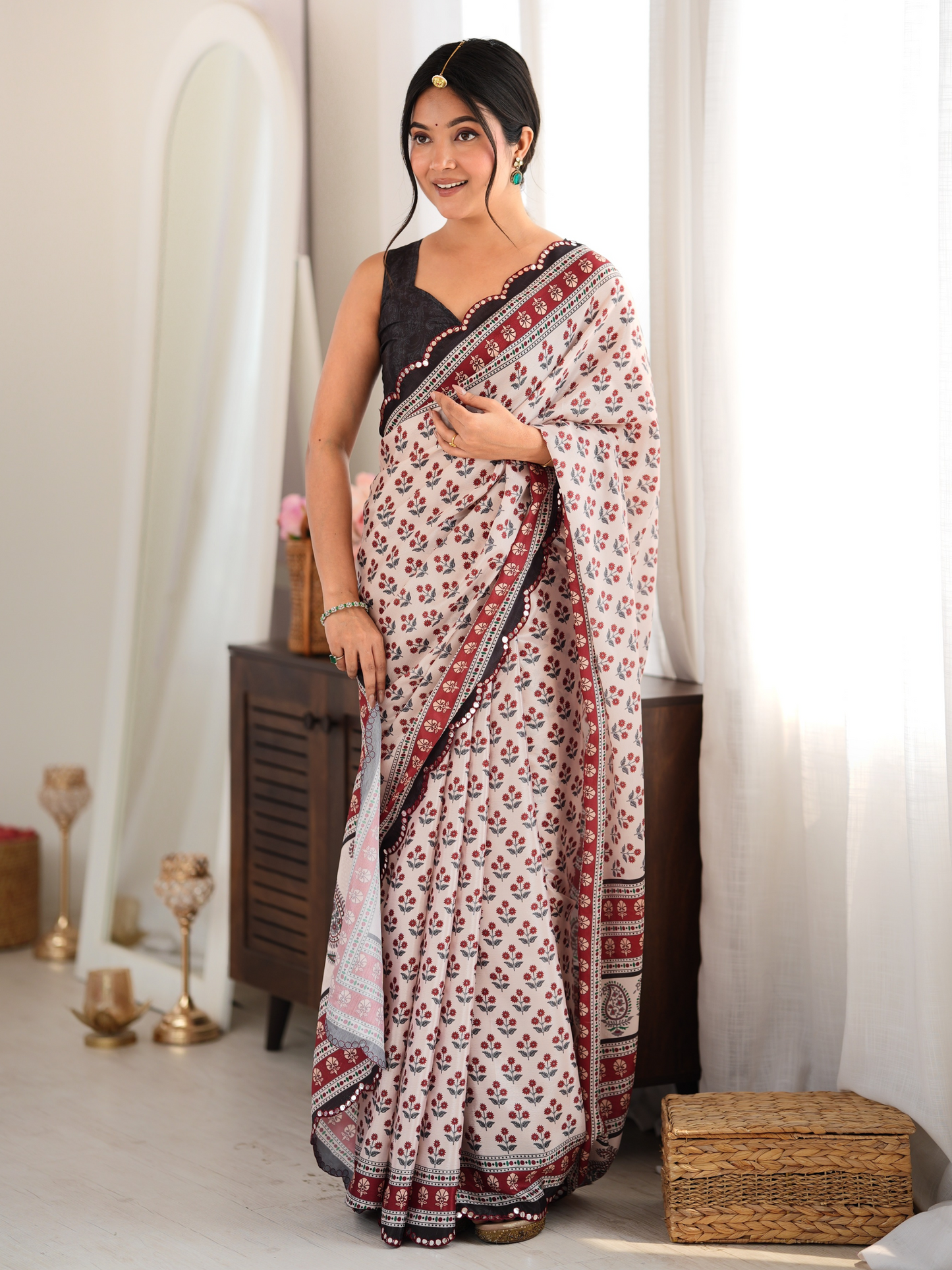 Multicolor Printed Chiffon Silk Saree