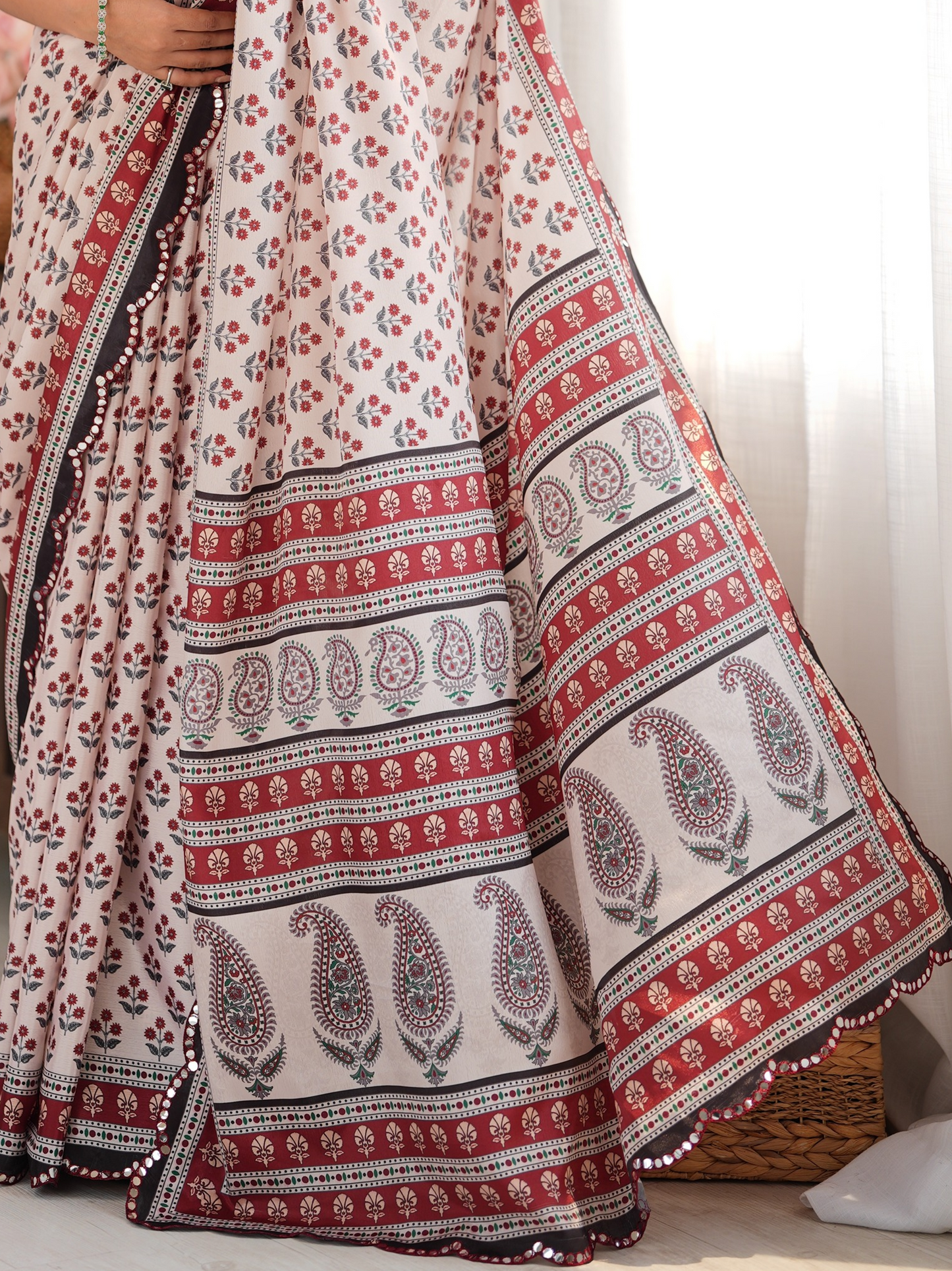 Multicolor Printed Chiffon Silk Saree