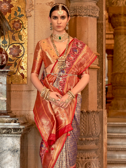 Imperial Blue Woven Kanjivaram Patola Silk Saree