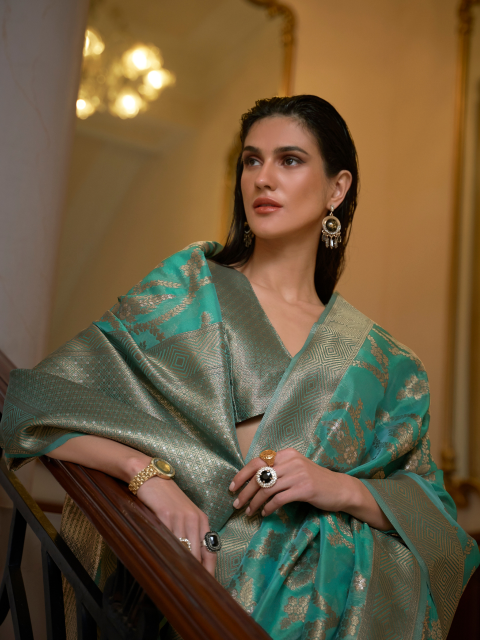 woven organza silk saree