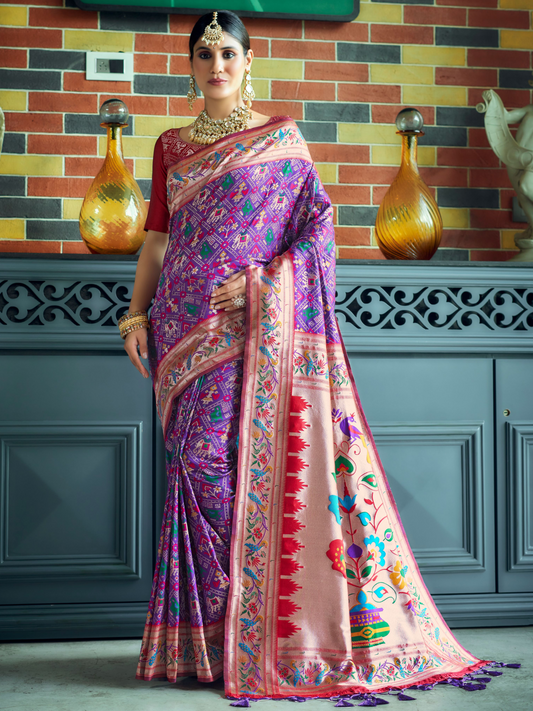 Royal Violet Woven Patola Paithani Silk Saree