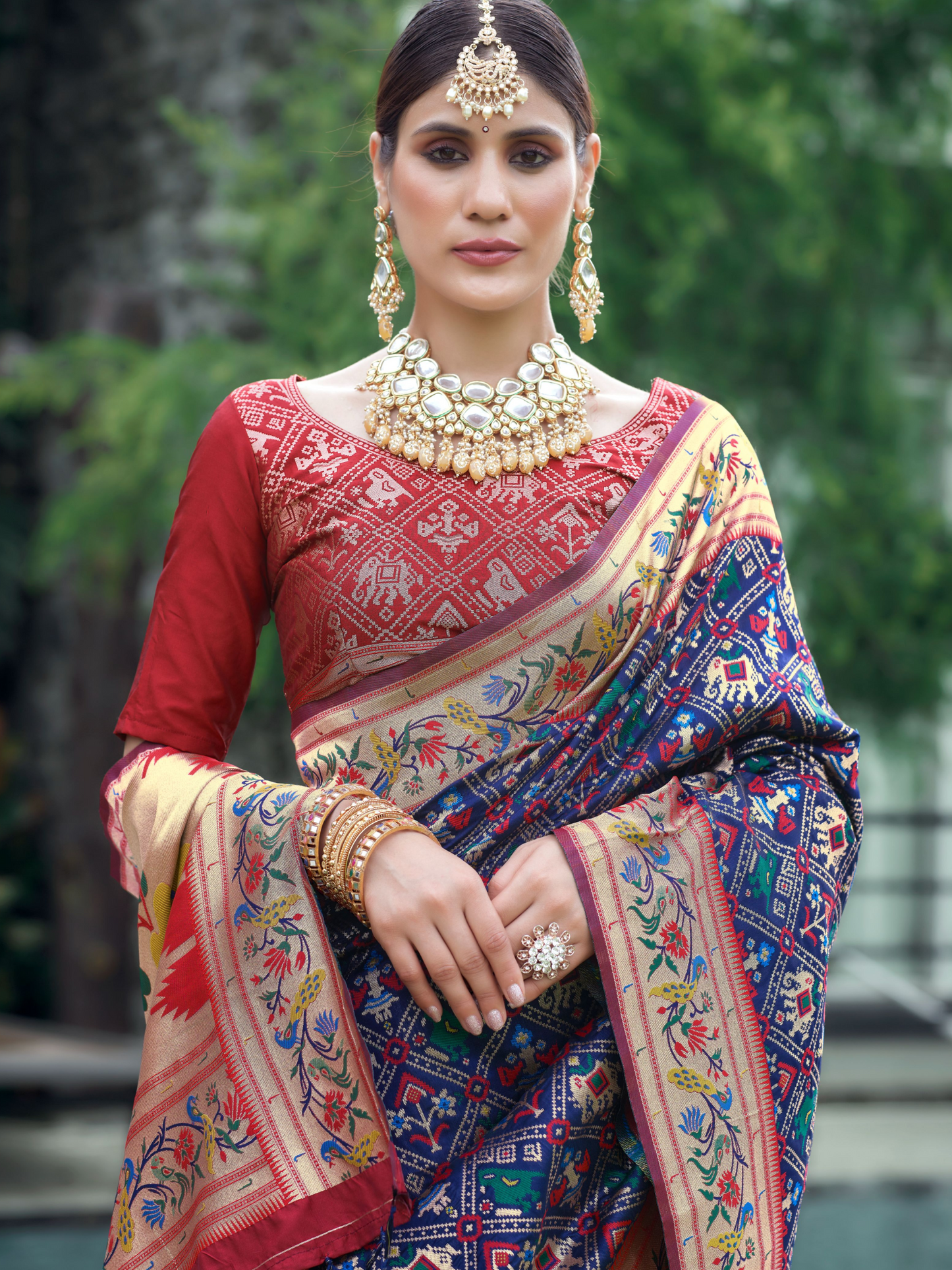 Night Blue Woven Patola Paithani Silk Saree