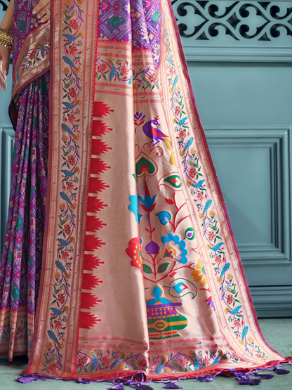 Royal Violet Woven Patola Paithani Silk Saree