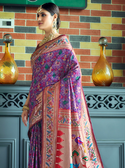 Royal Violet Woven Patola Paithani Silk Saree