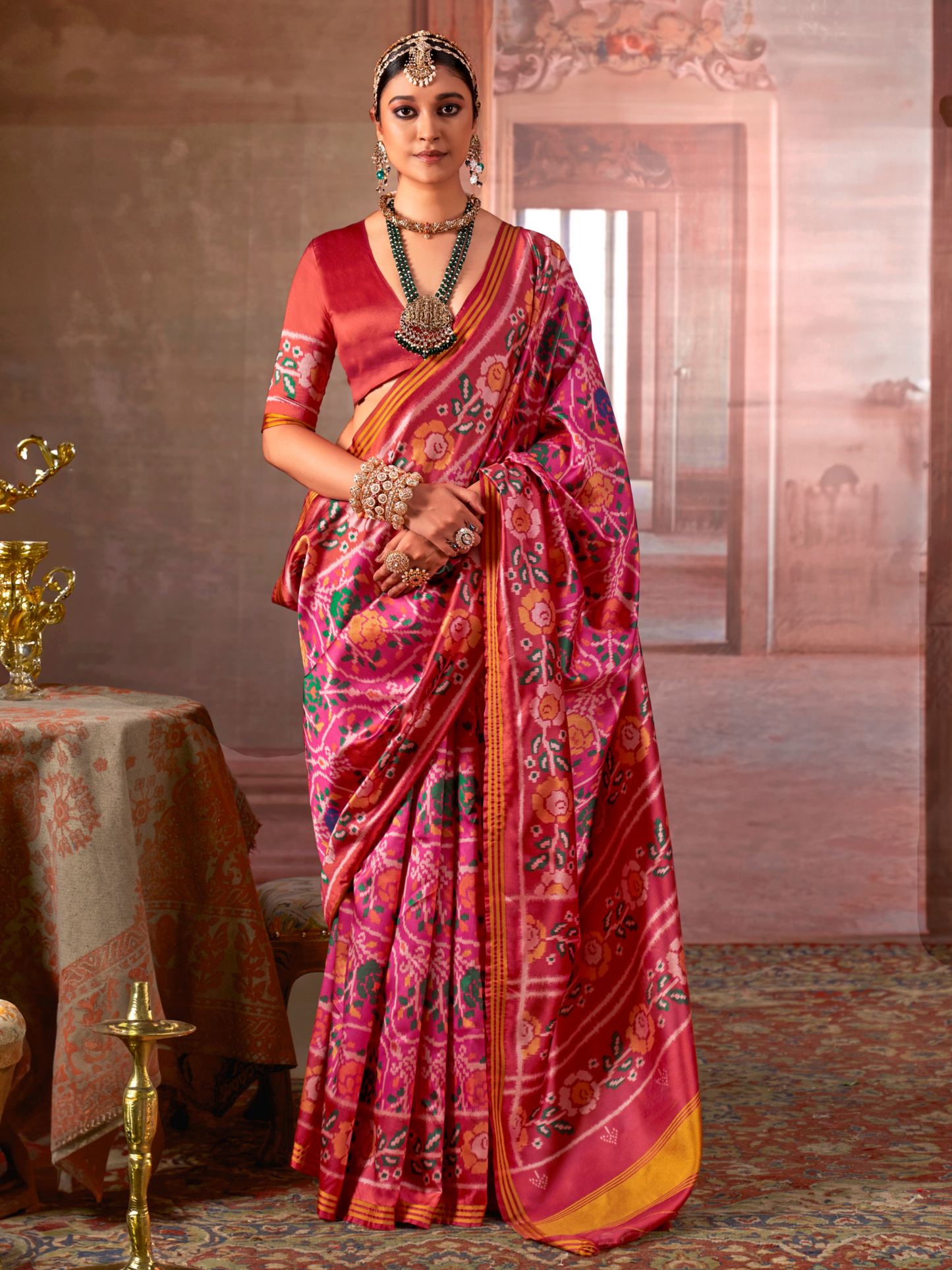 Traditional Pink Patan Patola Silk Saree