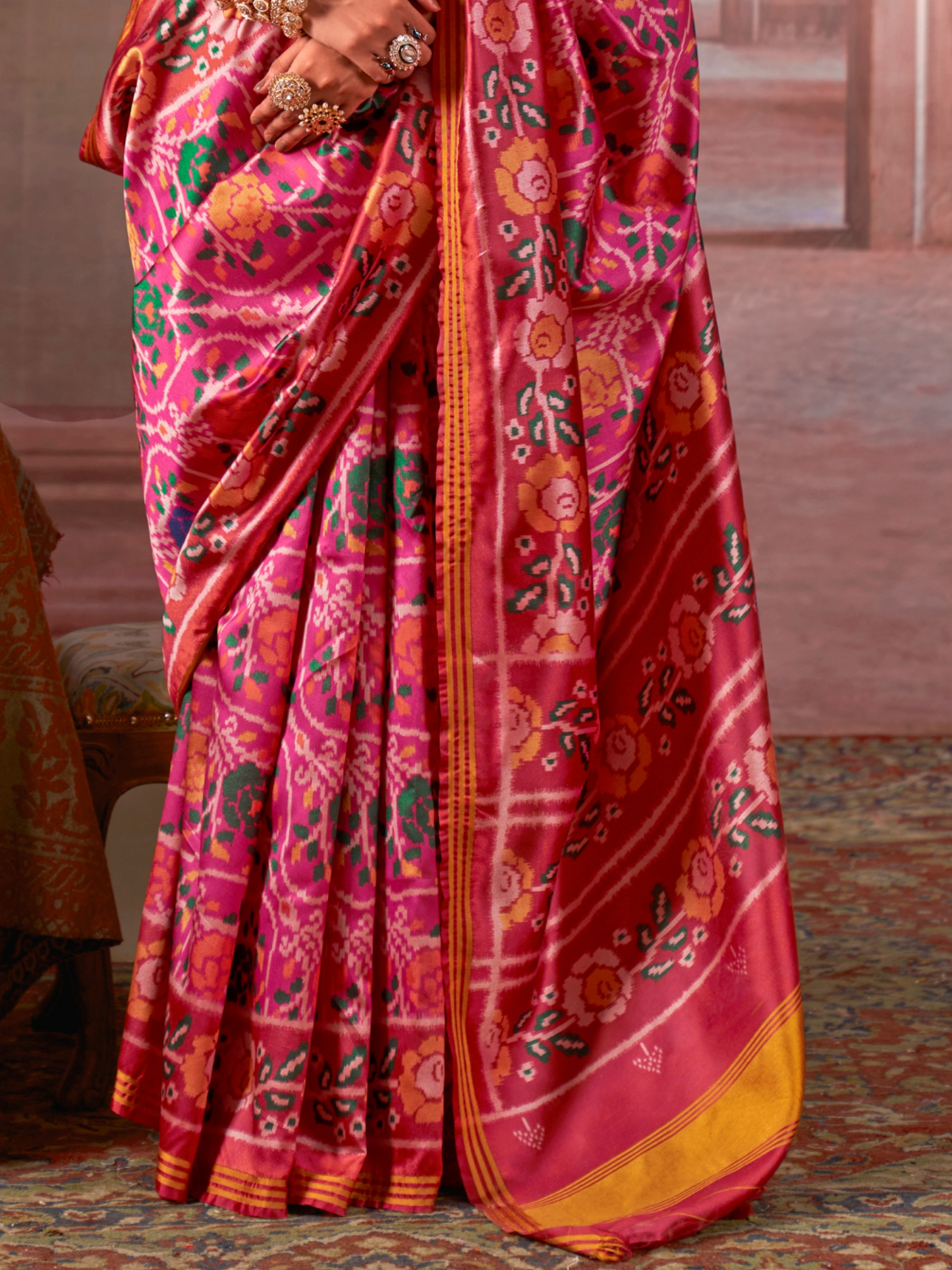 Traditional Pink Patan Patola Silk Saree