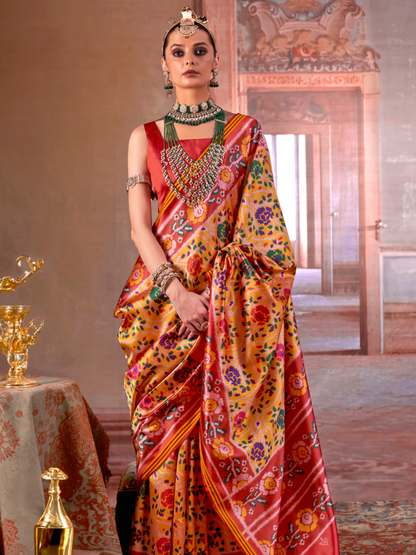 royal patola silk saree look
