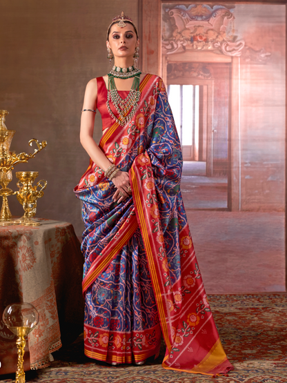 indigo blue silk saree